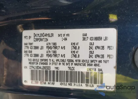 2004 Dodge Ram 1500 Slt/Laramie from USA, damaged, VIN 1D7HU18DX4J202323